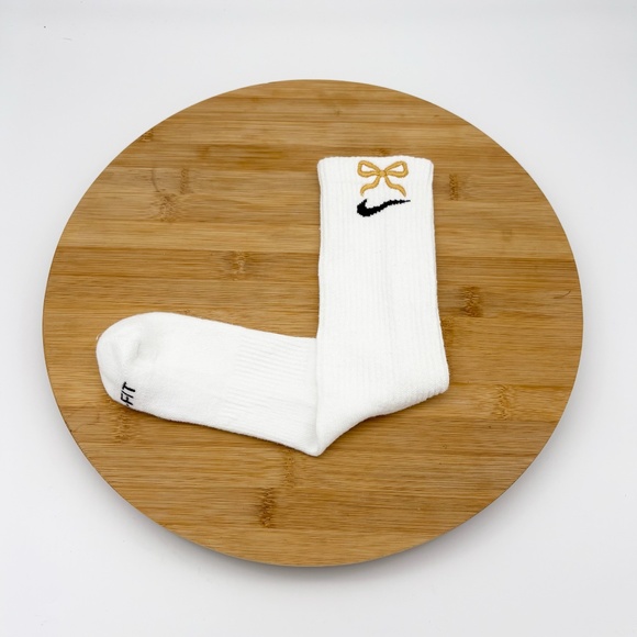 Custom Bow Nike Dri Fit Crew & Ankle Socks - One Pair (Blue, Pink, & Gold) - Picture 4 of 7